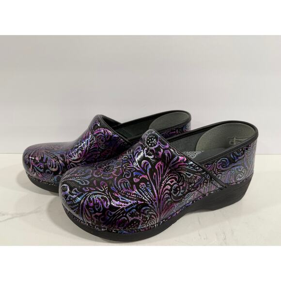 Dansko XP 2.0 Clogs 39 Floral Paisley Patent Nursing Work Comfort Purple - Picture 12 of 12